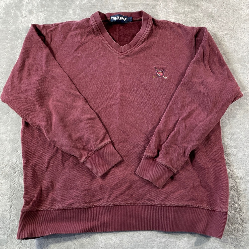 Vintage Polo Golf Ralph Lauren Sweatshirt Pullover Mens Medium Burgundy‎ Golf
